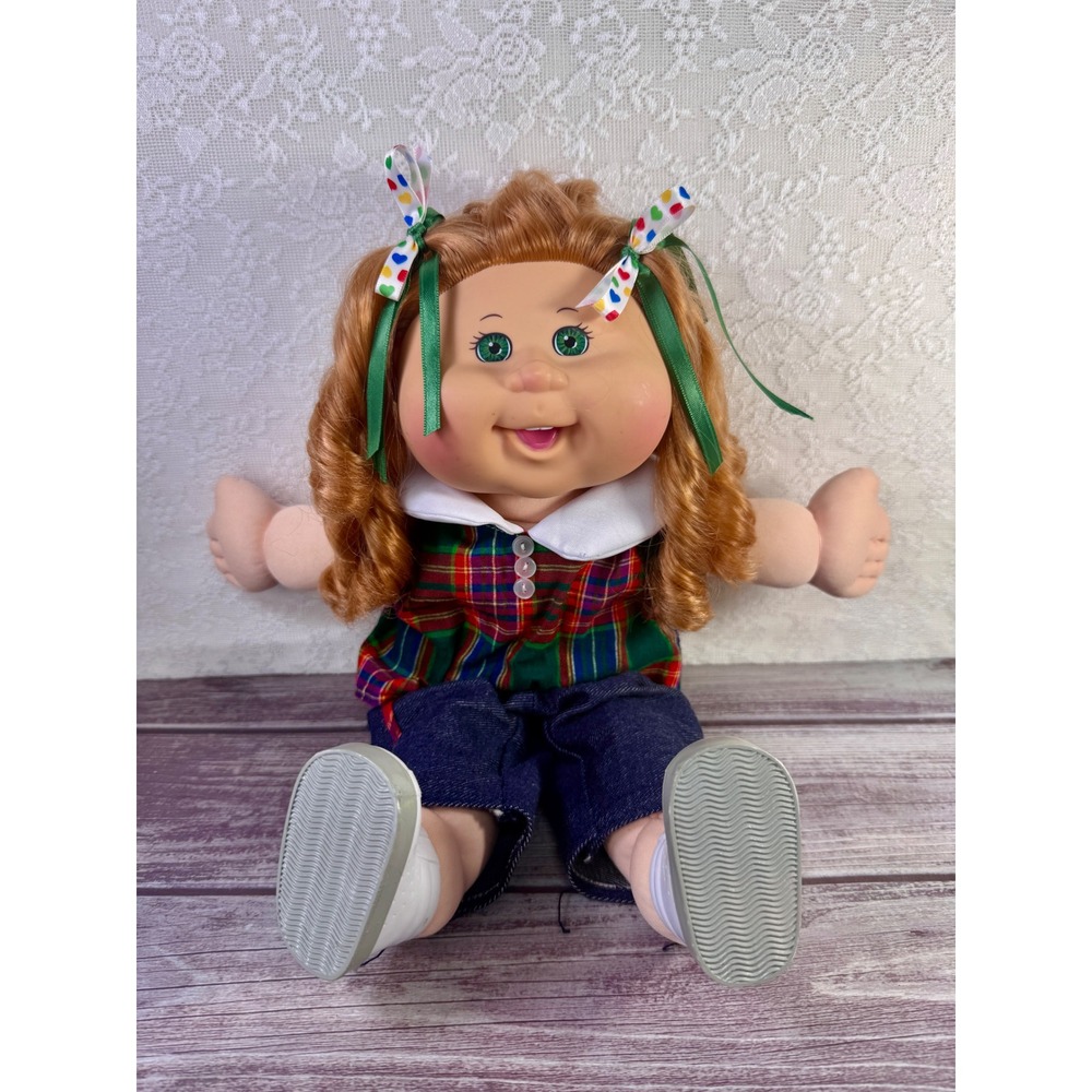 Cabbage Patch Kids 2016 Red Hair Green Eyes Plaid Shirt Denim Pants‎ Doll WCT-64